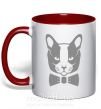 Чашка с цветной ручкой Gray cat Красный фото