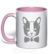 Чашка з кольоровою ручкою Gray cat Ніжно рожевий фото