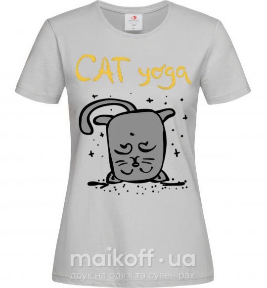Женская футболка Cat Yoga Серый фото