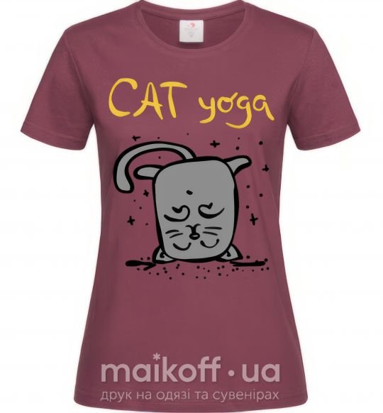 Женская футболка Cat Yoga Бордовый фото