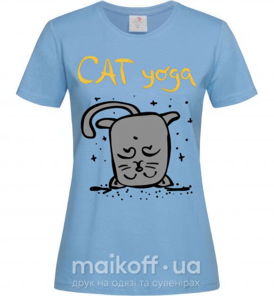 Жіноча футболка Cat Yoga Блакитний фото