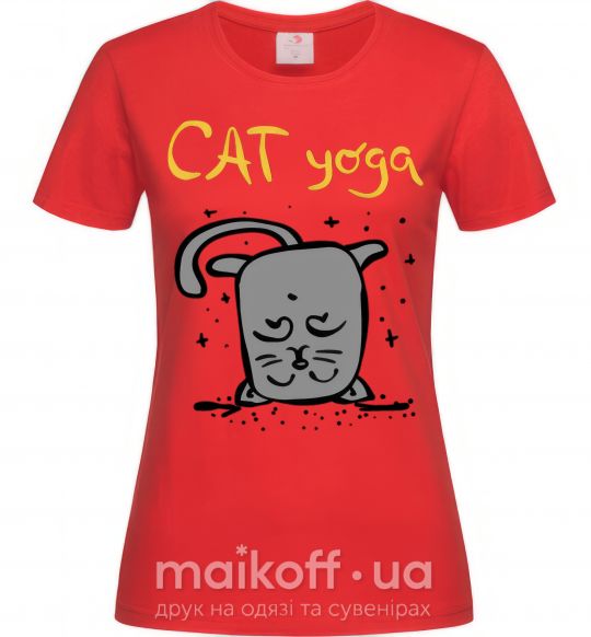 Жіноча футболка Cat Yoga Червоний фото