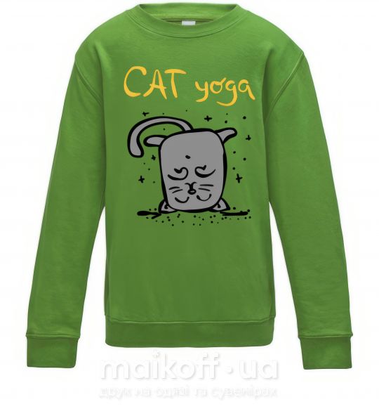 Детский Свитшот Cat Yoga Лаймовый фото