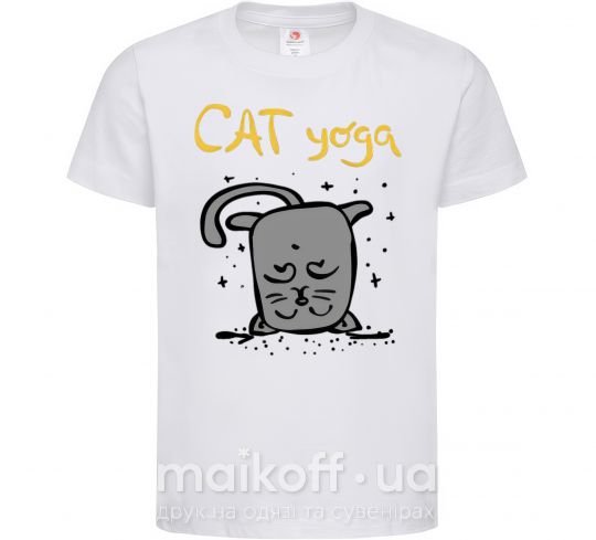Детская футболка Cat Yoga Белый фото