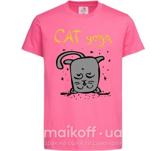 Детская футболка Cat Yoga Ярко-розовый фото