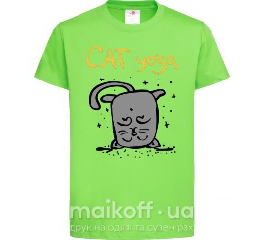 Дитяча футболка Cat Yoga Лаймовий фото