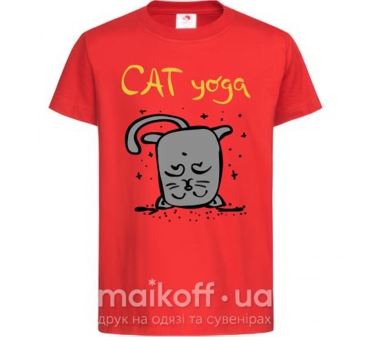 Детская футболка Cat Yoga Красный фото