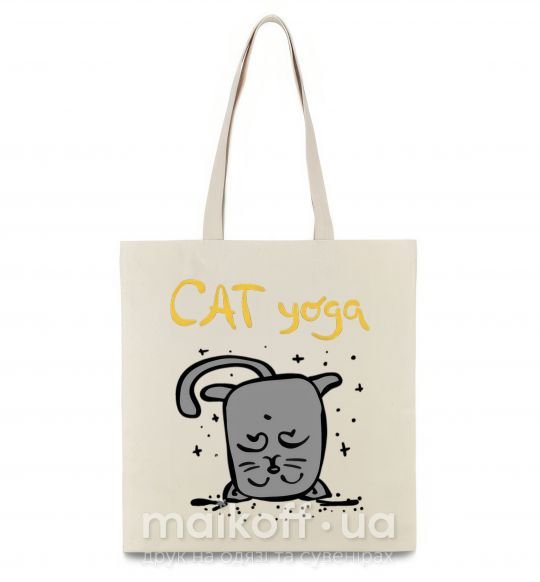 Эко-сумка Cat Yoga Бежевый фото