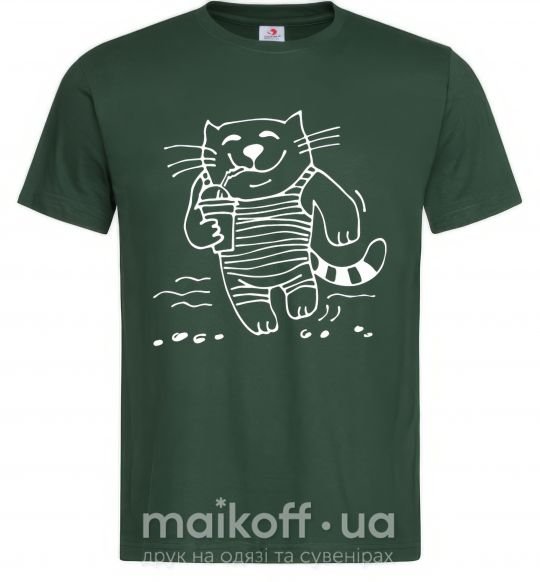 Мужская футболка Кот матрос Темно-зеленый фото