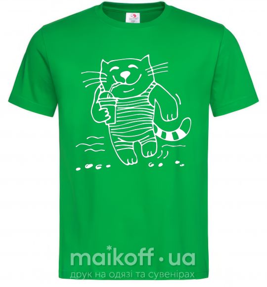 Мужская футболка Кот матрос Зеленый фото