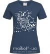 Женская футболка Кот матрос Темно-синий фото