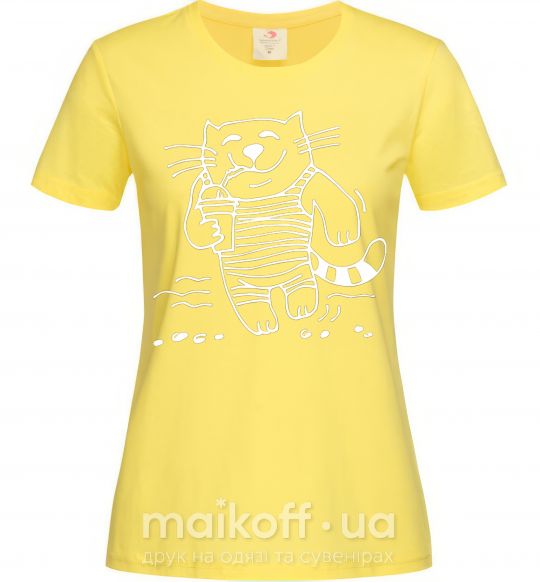 Женская футболка Кот матрос Лимонный фото