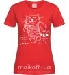 Женская футболка Кот матрос Красный фото