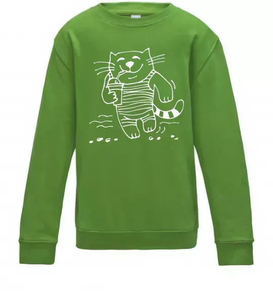 Детский Свитшот Кіт матрос Лаймовый фото