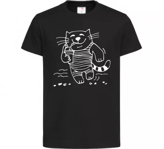 Детская футболка Кіт матрос Черный фото