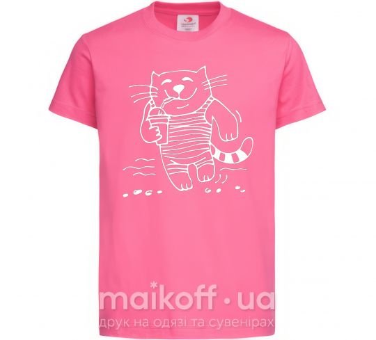 Детская футболка Кот матрос Ярко-розовый фото