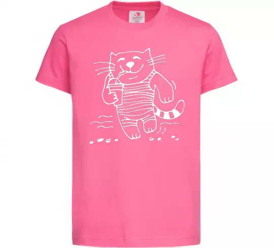 Детская футболка Кіт матрос Ярко-розовый фото