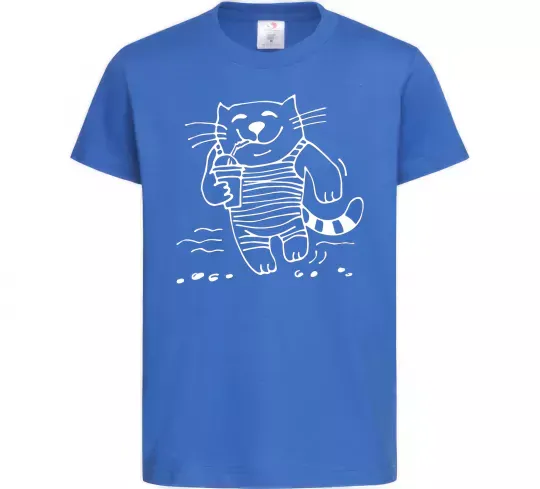 Детская футболка Кіт матрос Ярко-синий фото