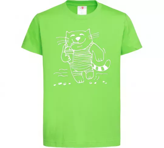 Детская футболка Кіт матрос Лаймовый фото