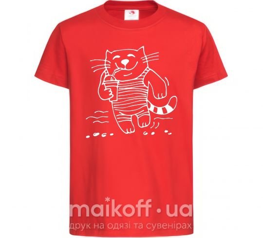 Детская футболка Кот матрос Красный фото