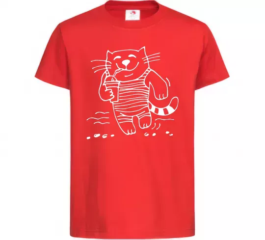 Детская футболка Кіт матрос Красный фото