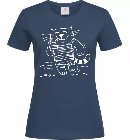 Женская футболка Кіт матрос Темно-синий фото