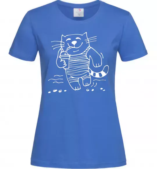 Женская футболка Кіт матрос Ярко-синий фото