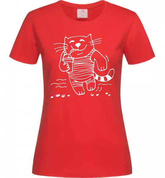 Женская футболка Кіт матрос Красный фото