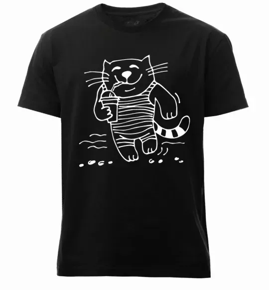 Мужская премиум футболка Кіт матрос Черный фото