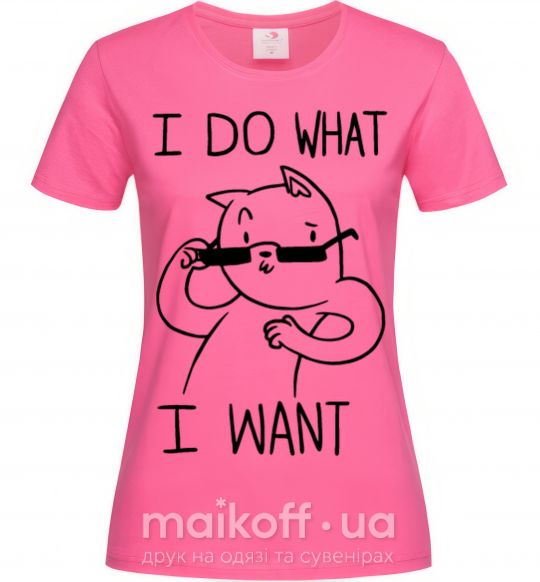 Жіноча футболка I do what i want ч/б изображение Яскраво-рожевий фото