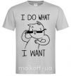 Чоловіча футболка I do what i want ч/б изображение Сірий фото