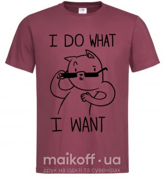 Чоловіча футболка I do what i want ч/б изображение Бордовий фото