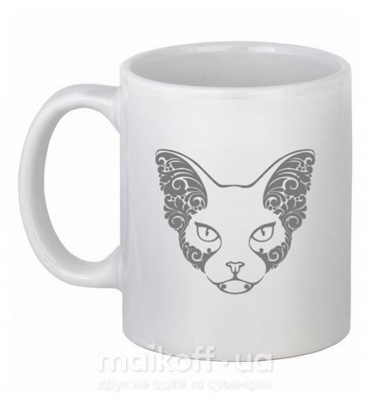 Чашка керамічна Decorative sphynx cat Білий фото