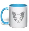 Чашка з кольоровою ручкою Decorative sphynx cat Блакитний Чашка з кольоровою ручкою Decorative sphynx cat Блакитний фото