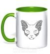 Чашка с цветной ручкой Decorative sphynx cat Зеленый фото