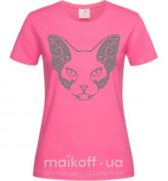 Жіноча футболка Decorative sphynx cat Яскраво-рожевий фото