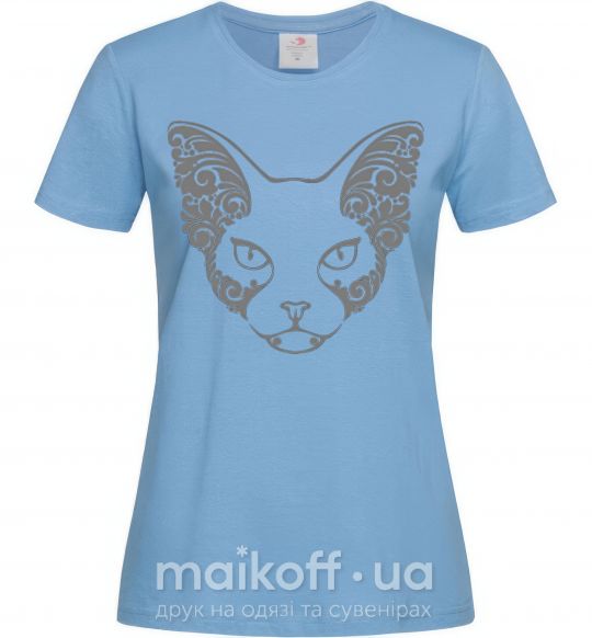 Женская футболка Decorative sphynx cat Голубой фото
