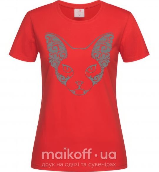 Женская футболка Decorative sphynx cat Красный фото