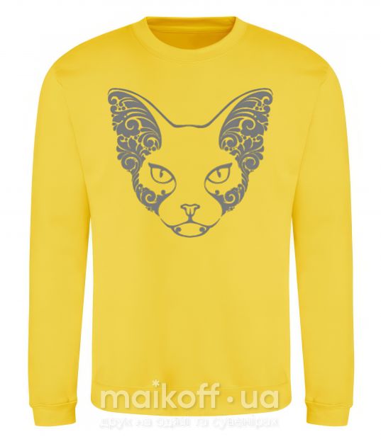 Світшот Decorative sphynx cat Сонячно жовтий фото