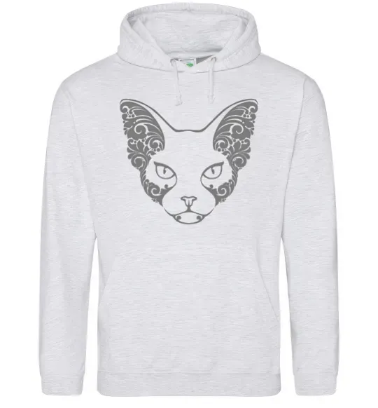 Мужская толстовка (худи) Decorative sphynx cat Серый меланж фото