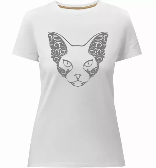 Женская премиум футболка Decorative sphynx cat Белый фото