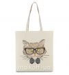 Эко-сумка Hipster cat Бежевый фото