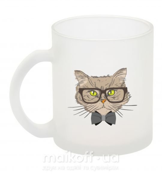 Чашка скляна Hipster cat Фроузен фото