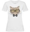 Женская футболка Hipster cat Белый фото