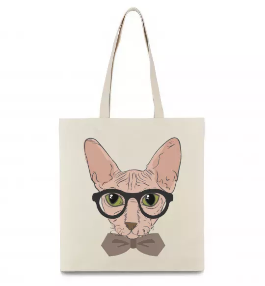 Эко-сумка Сфінкс з метеликом Бежевый фото