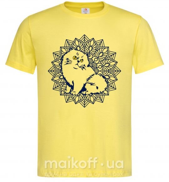 Чоловіча футболка Мандала кот Лимонний фото