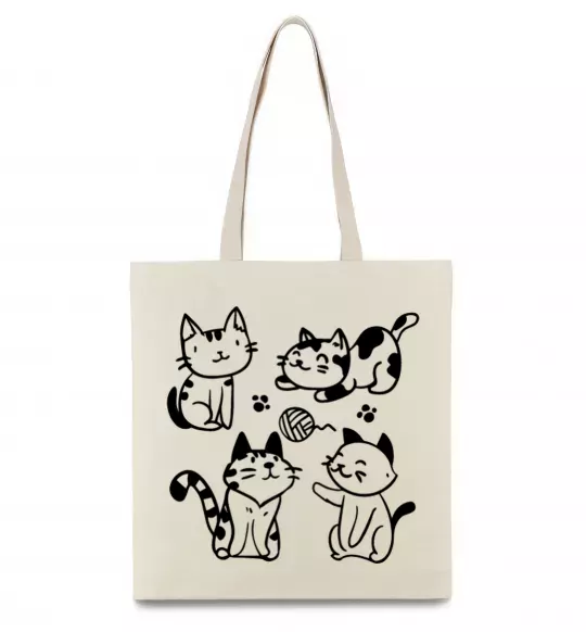 Эко-сумка Смішні котики Бежевый фото