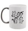 Чашка з кольоровою ручкою Смішні котики Срібло фото