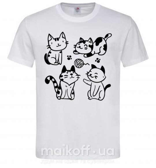 Мужская футболка Смешные котики Белый фото