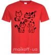 Мужская футболка Смешные котики Красный фото
